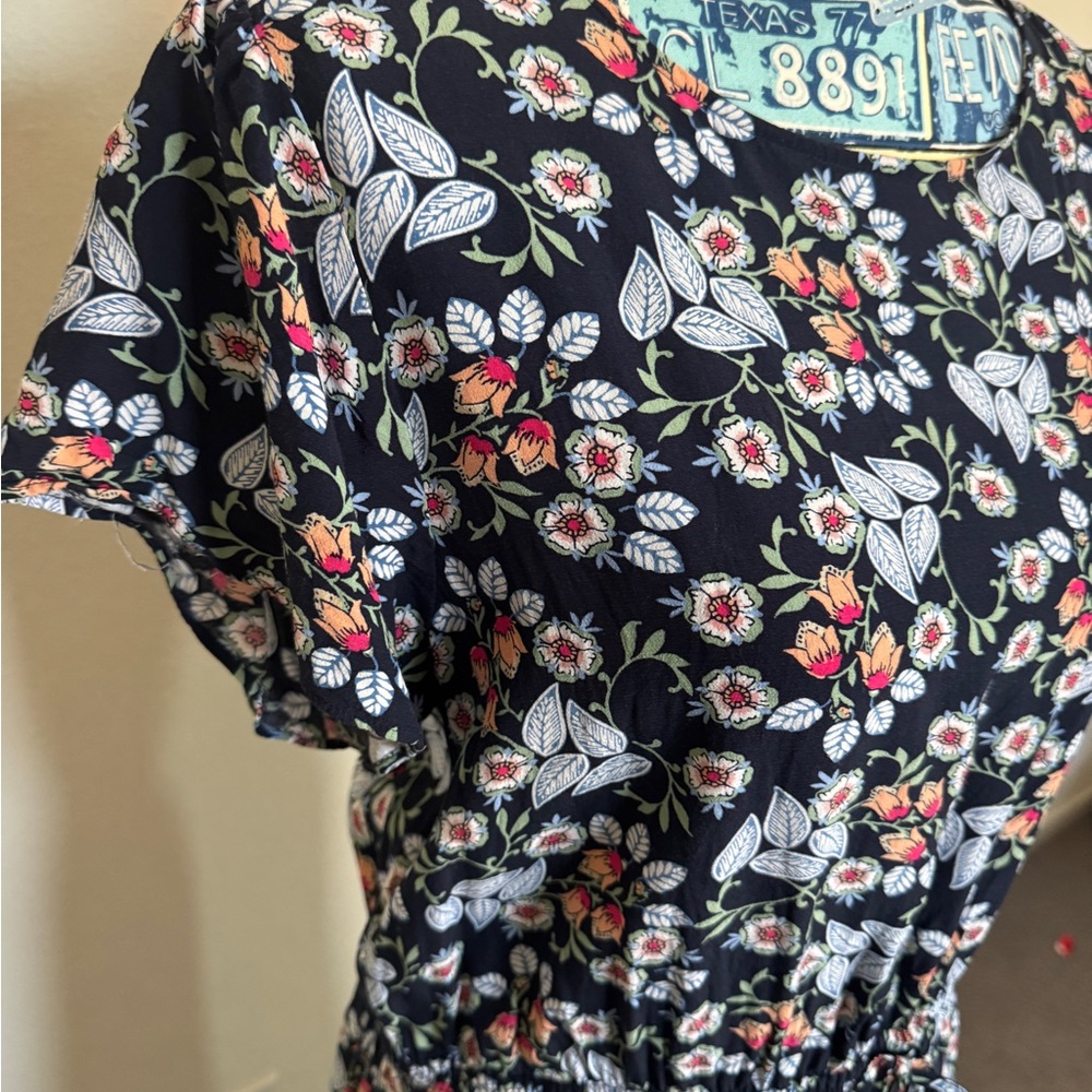 LOFT Navy Floral Mini Dress - Picture 4 of 9